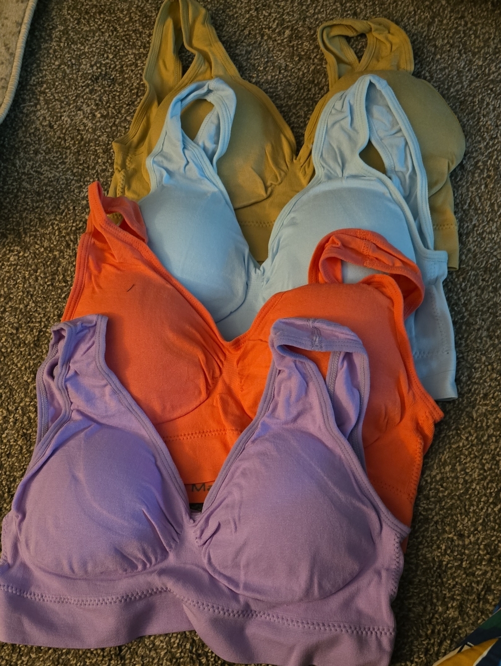 NWOT Everyday Wireless Comfort Bralette - Lavender, Orange, Light Blue, Beige